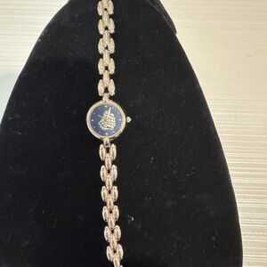 Silver tone Watch with Blue Dial